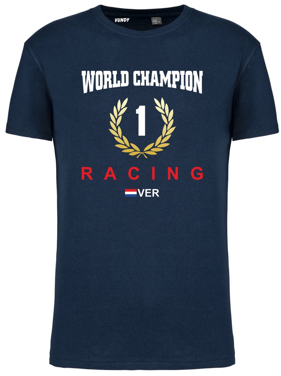 T-shirt krans World Champion 2022 | Max Verstappen / Red Bull Racing / Formule 1 Fan | Wereldkampioen | Navy | maat M